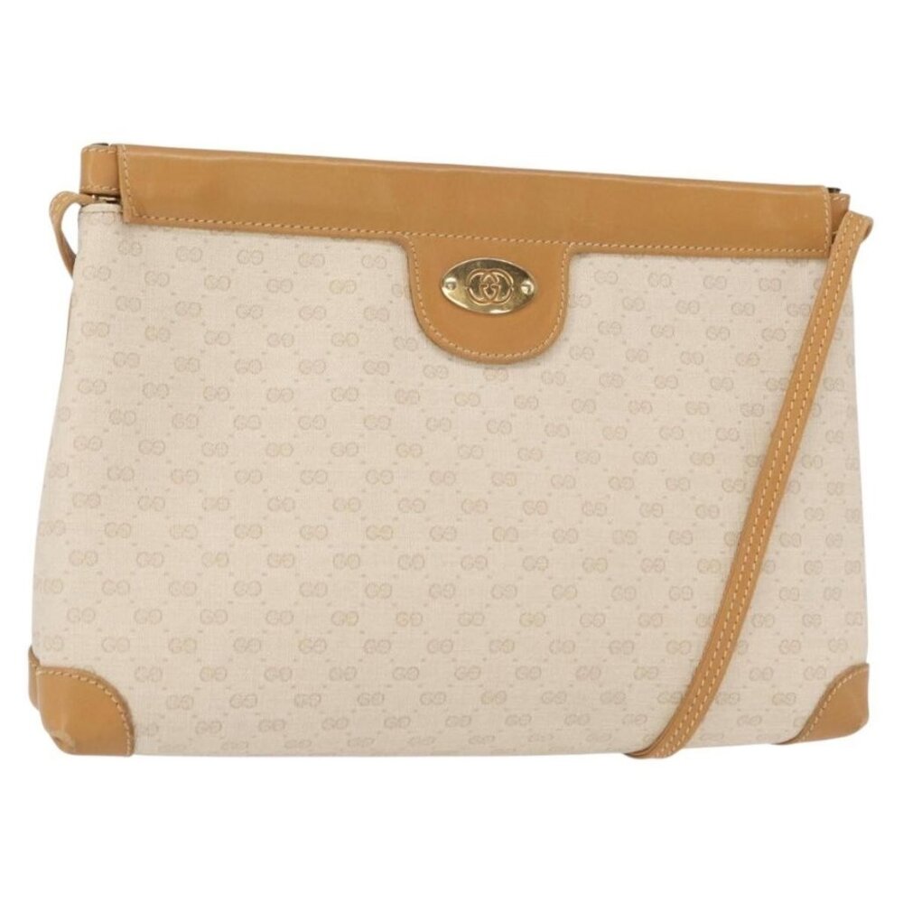 Authentic GUCCI Micro GG Supreme Shoulder Bag PVC Cream Gold 007 101 5553